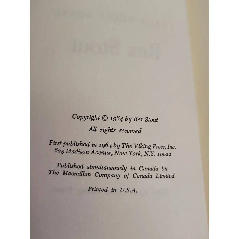 A Nero Wolfe Novel Copyright 1964 #A15
